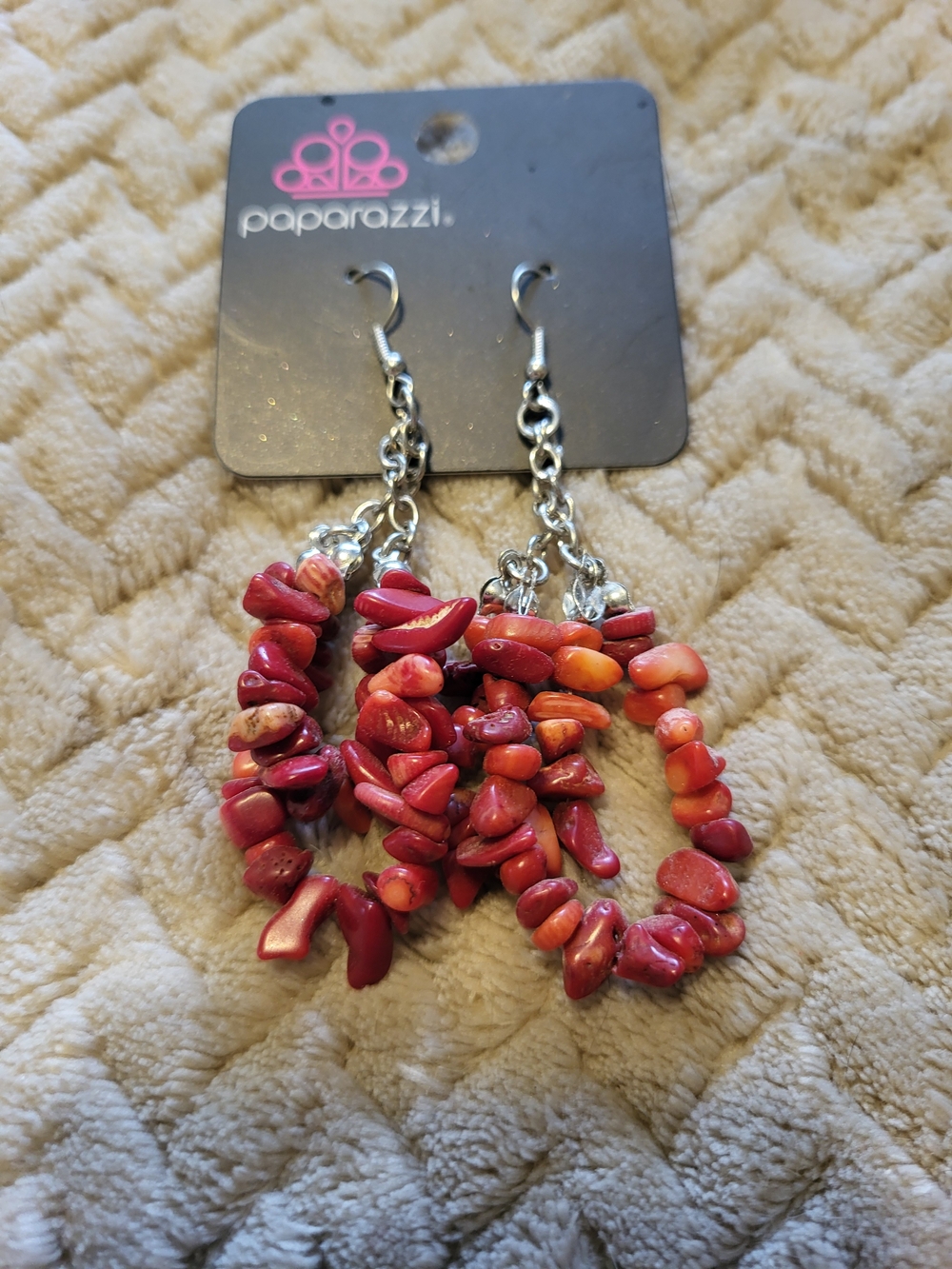 Paparazzi Red Chip Bead Dangle Earrings